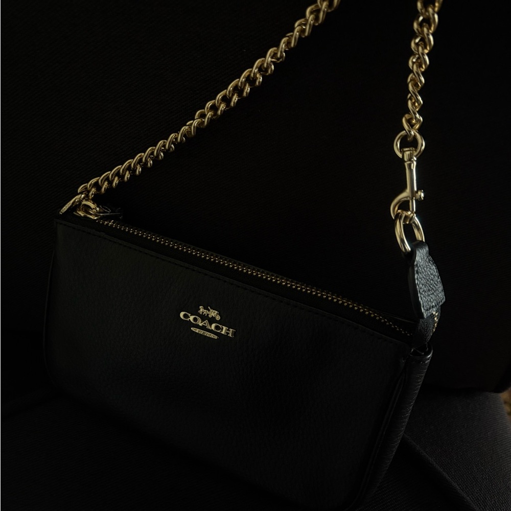 Coach Nolita 19 Black and Gold Crossbody Bag with Chain Strap